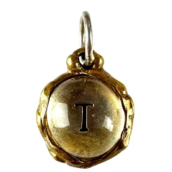 Waxing Poetic Brass Intra Insignia Charm "T" Monogram Initial - Picture 1 of 3
